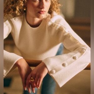 NWT Sezane Adel Jumper Sweater Ecru XS